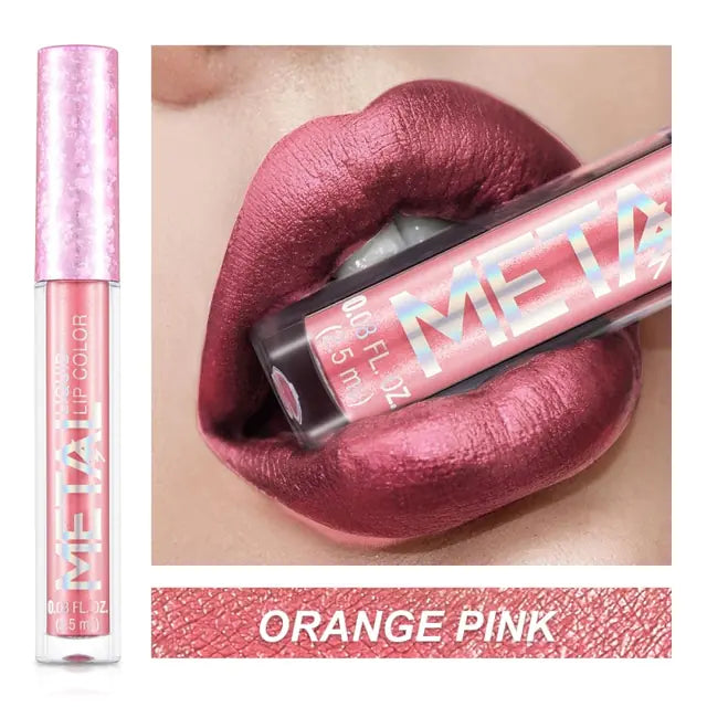 Pearlescent Metallic Color Liquid Lipstick Lip Gloss